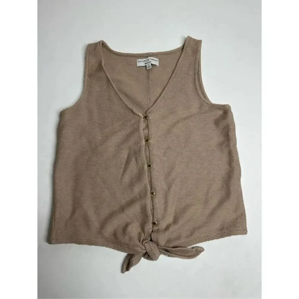Madewell Texture and Thread Tan Tie Front Top Size XS